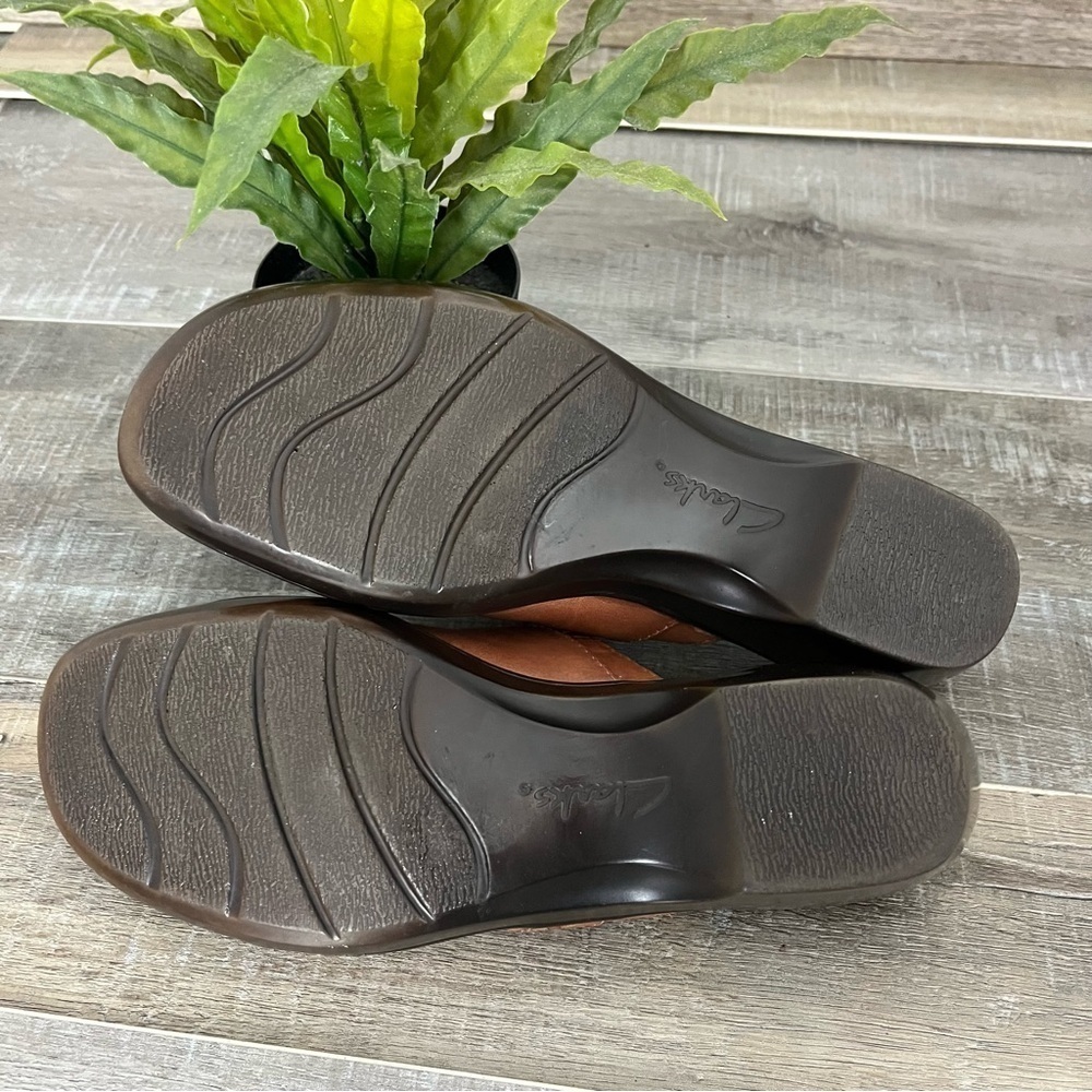 Clarks Bendables Brown Leather Slide Mules Size 8.5 Women’s - Picture 10 of 10